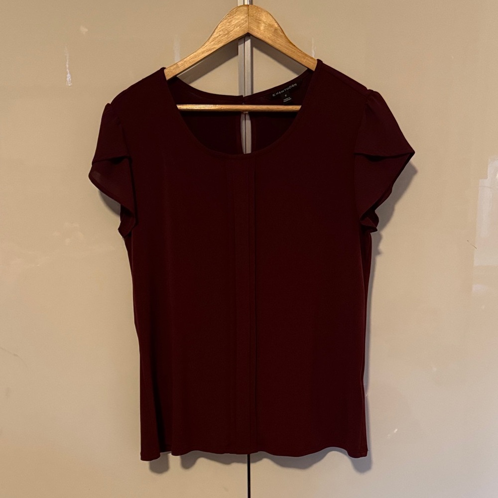41 Hawthorn Deep Red Ruffle Sleeve Top